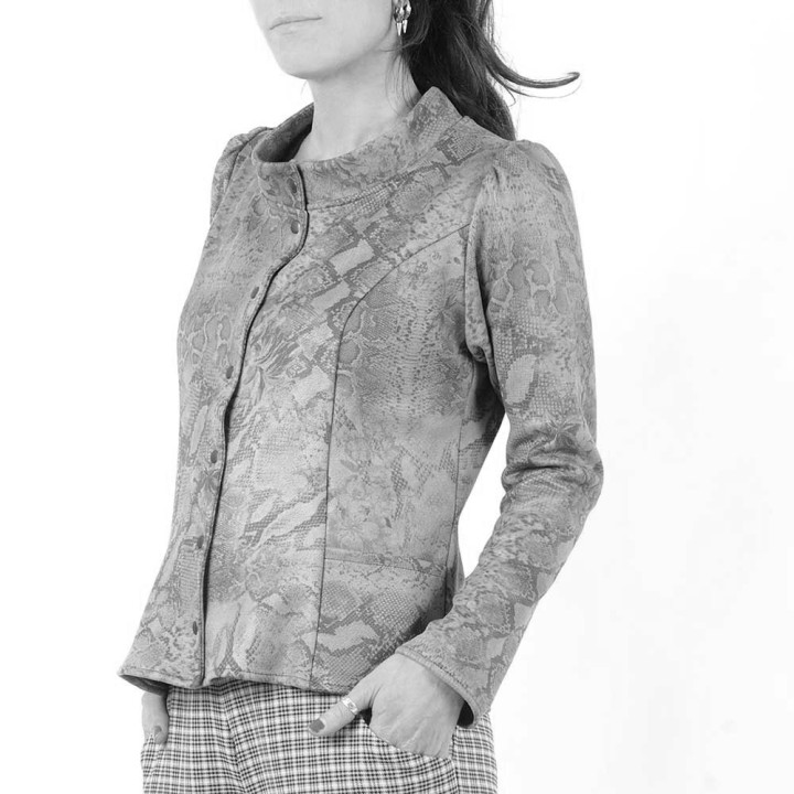 Custom fitted women's jacket, officer collar, custom made to your size and choice of fabric