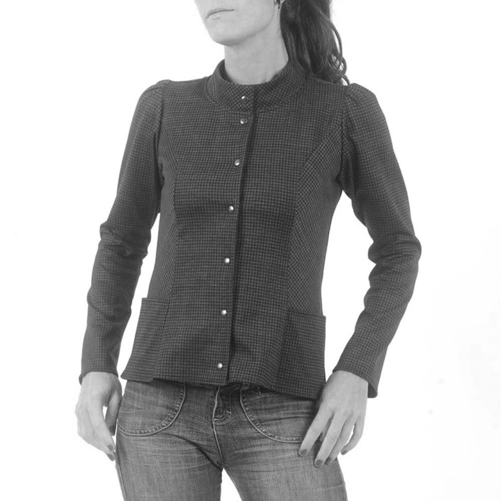 Custom fitted women's jacket, officer collar, custom made to your size and choice of fabric