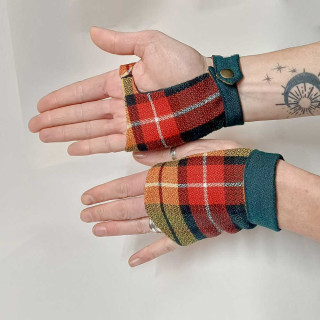 handmade fun handwarmers vintage checkered wool made in France