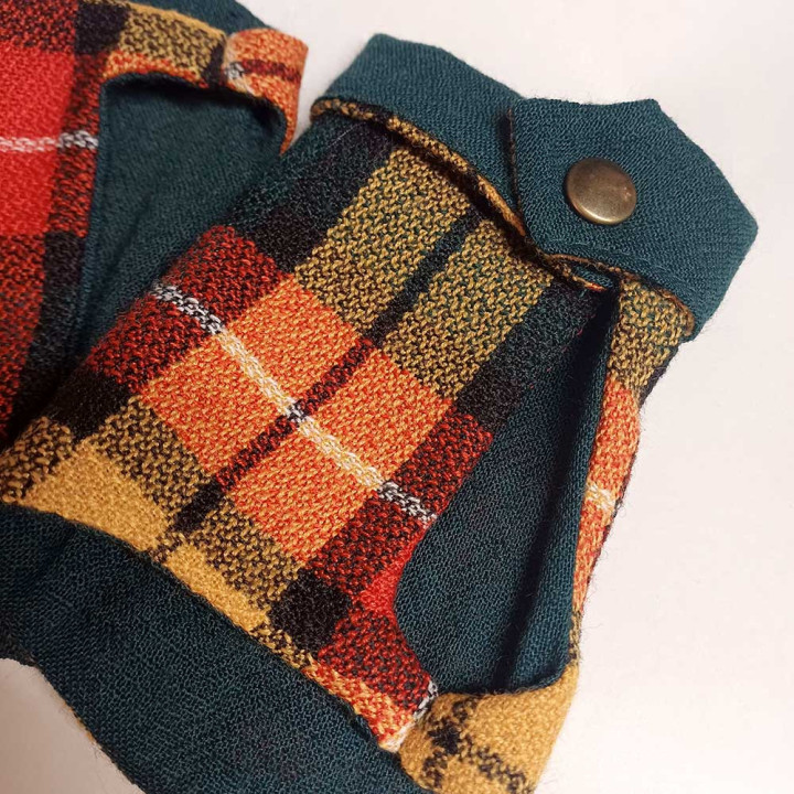 Gantelets écossais lainage rouge vert jaune, Mitaines élégantes made in France