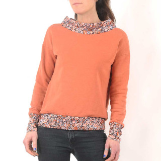 PROTOTYPE Sweat orange brique détails fleuris, Fabriqué en France