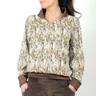 White, golden, black sweater with sailor collar, Made in France