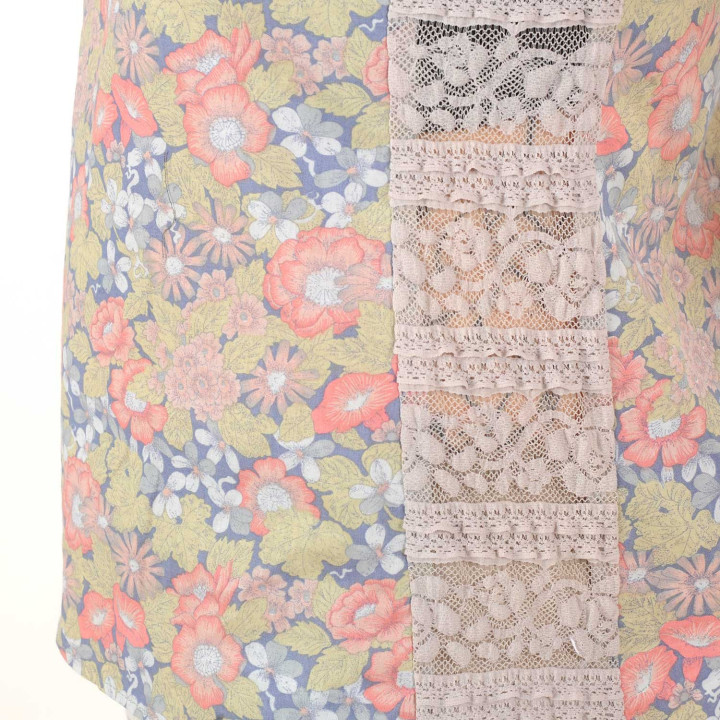 Top Débardeur Été Coton Fleuri Tons Doux Dentelle Extensible Gris Clair Pièce Unique Fait Main France | MALAM