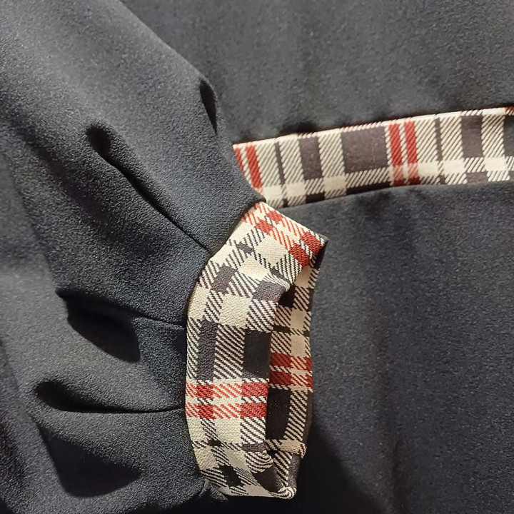 Women’s Black Trapeze Sweater Tartan Details One Of A Kind Handmade In France | MALAM