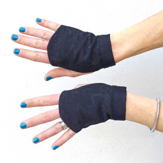 Women’s Floral Black Fingerless Gloves Handmade In France | MALAM