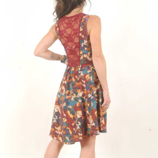 Handmade women’s viscose dress with lace detail, unique floral summer dress