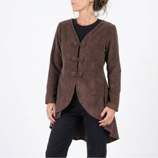 Women’s brown corduroy frock coat, handmade MALAM creation