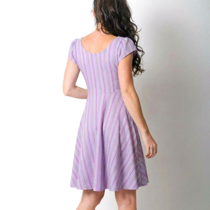 Robe femme en jersey rayé, originale et confortable, édition artisanale. Fabrication française