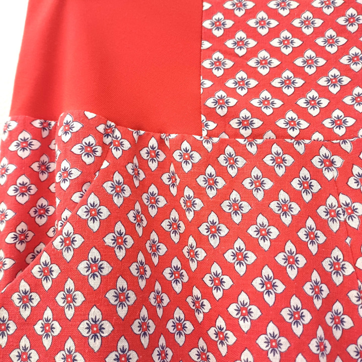 Pantalon Femme Original Made in France Coton Vintage Rouge À Petits Motifs – MALAM