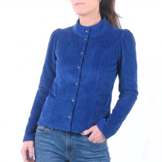Veste femme velours côtelé bleu roi, création artisanale MALAM