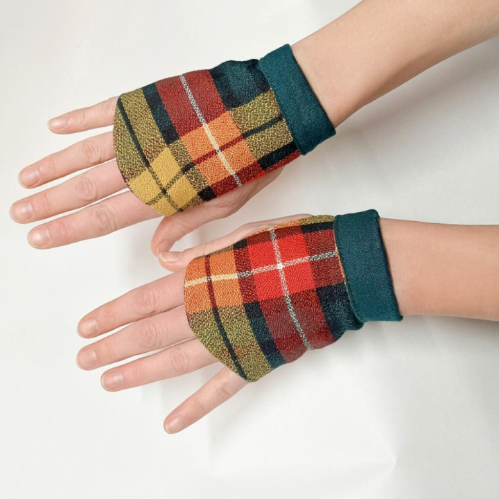 Handmade colorful short fingerless gloves for women, artisan designer accessories from France