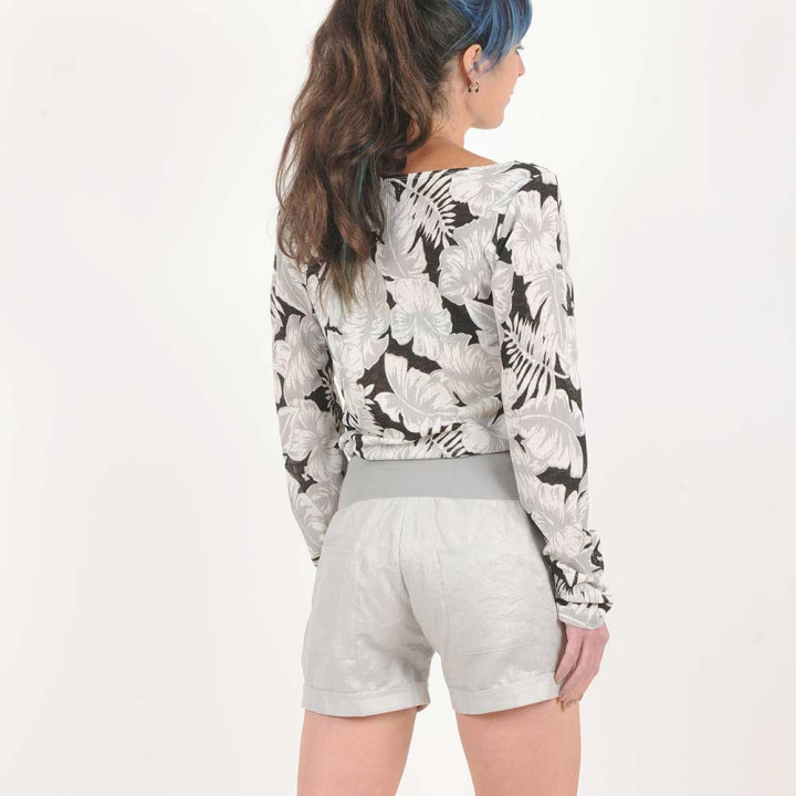 Grey linen summer shorts, handmade clothing by MALAM designer