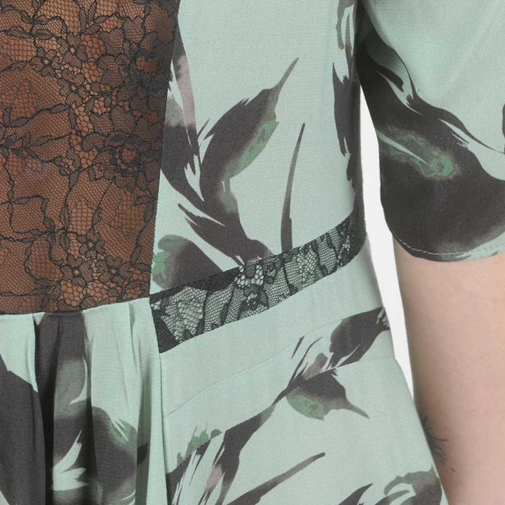 Women's Viscose Lace Back Dress Sage Green | MALAM Made in France