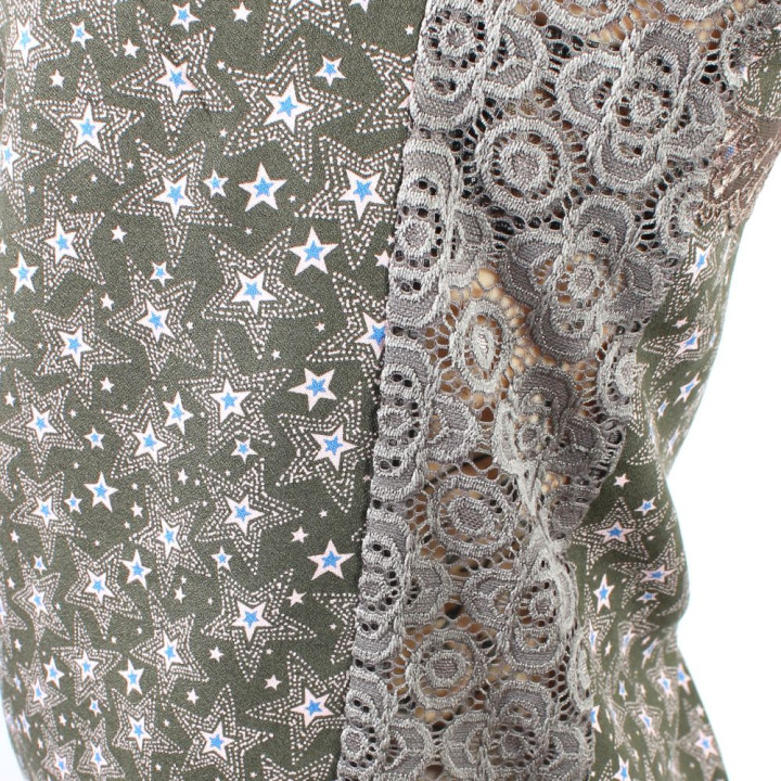 Summer Sleeveless Top Star Print Stretch Lace Side Panels One Of A Kind Handmade In France | MALAM