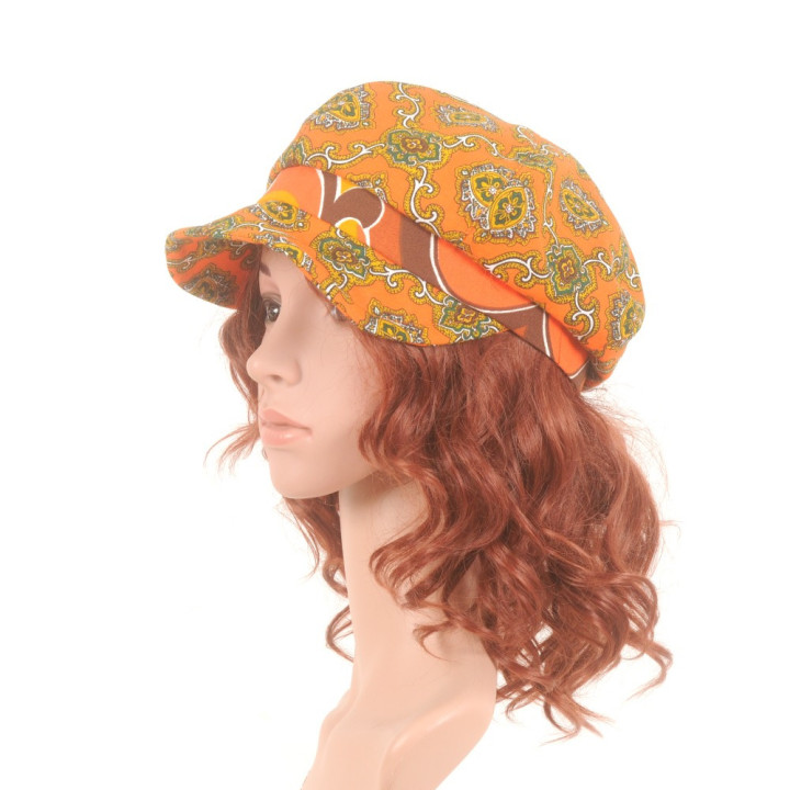 Casquette originale coton orange coloré couleurs vives, accessoire estival créateur