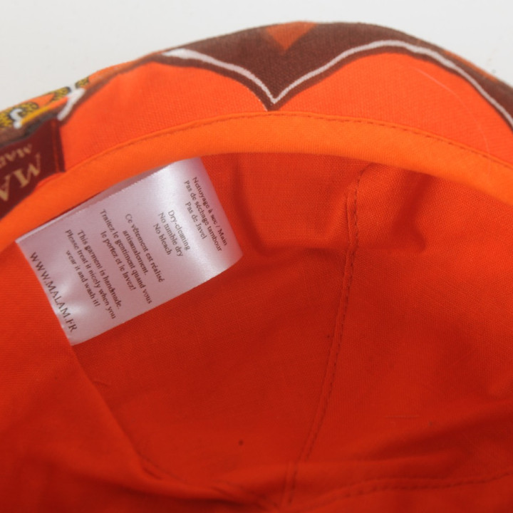 Casquette Gavroche Femme Eté Coton Vintage Orange Vif Imprimé | MALAM Made in France