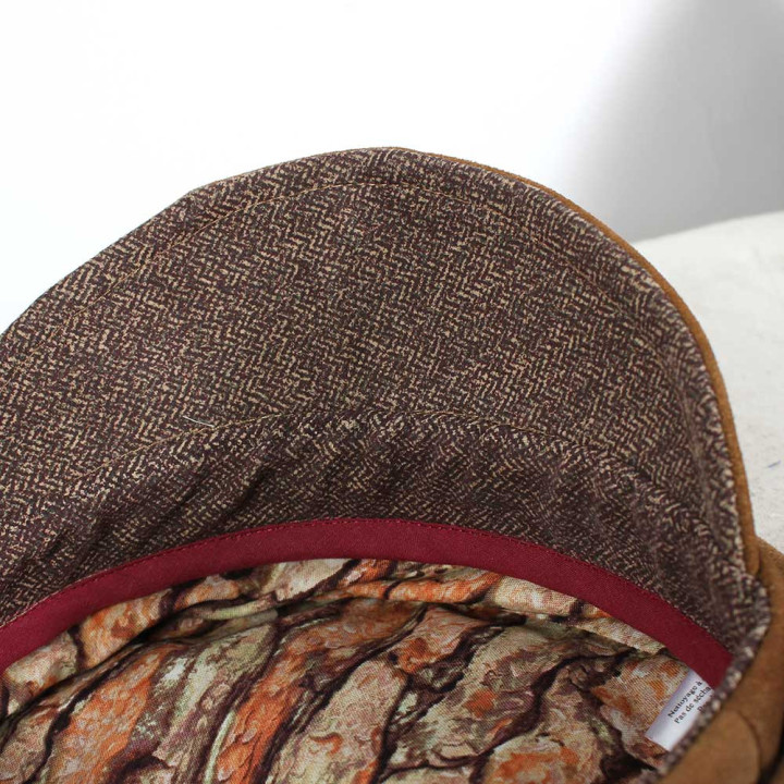 Brown upcycled leather fiddler cap hat for adult | MALAM, Handmade in France