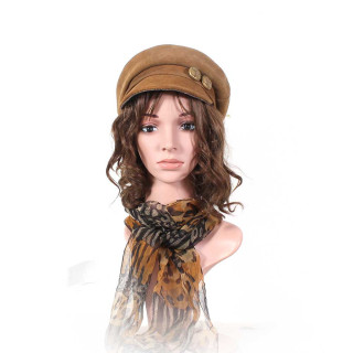 Casquette képi femme originale cuir marron faite main en France, atelier créateur MALAM