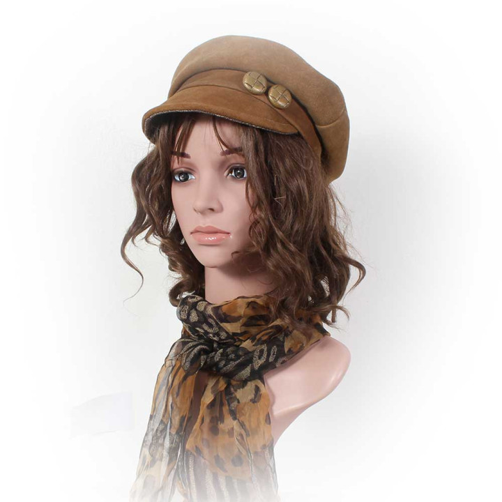 Casquette femme de créateur en cuir recyclé, doublée de coton imprimé