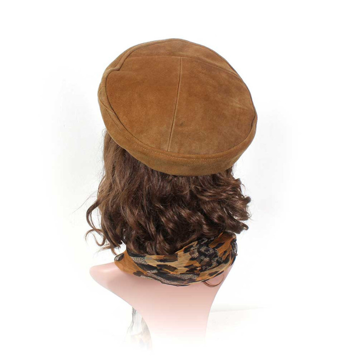 Brown upcycled leather fiddler cap hat for adult | MALAM, Handmade in France