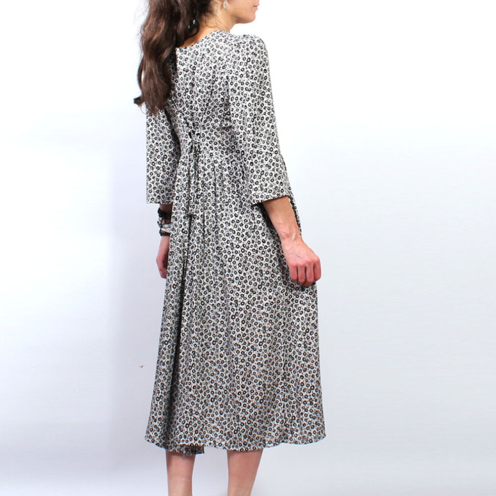 Designer maxi dress with an adjustable back tie and softly gathered waist, handmade in France