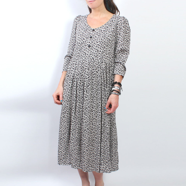 Soft floral viscose for an original and unique  handmade women’s dress from French designer Malam