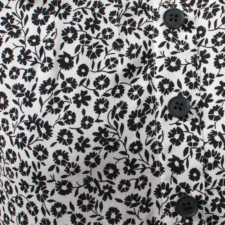 Long adjustable floral dress with sleeves, printed viscose | MALAM Handmade in France