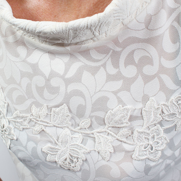 Haut Femme Pull Léger Jersey Blanc Arabesques | MALAM Made in France
