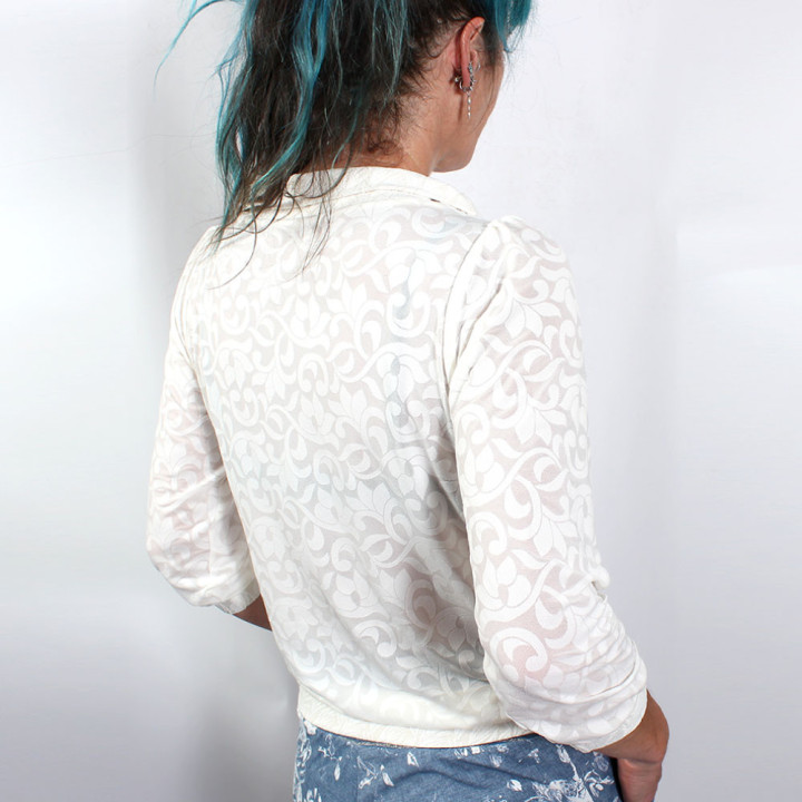 Haut Femme Pull Léger Jersey Blanc Arabesques | MALAM Made in France