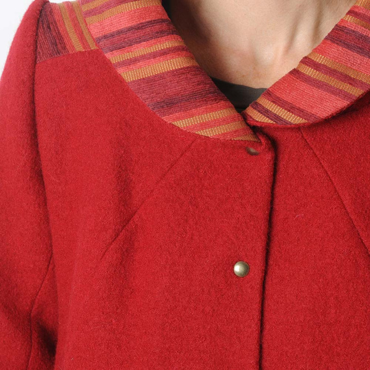 Short red wool winter jacket, Made in France | MALAM