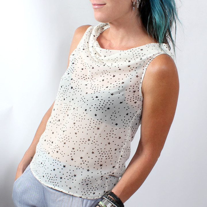 French handmade fashion with black stars and a beautifully airy silhouette, designer clothing made in France
