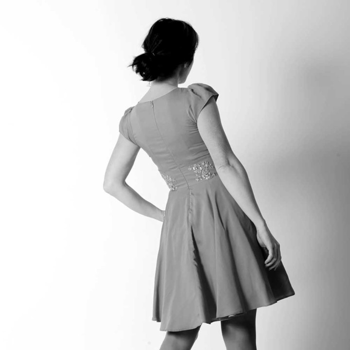 Custom lace neckline and sheer back wedding dress
