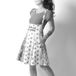 Custom High waisted skirt with suspenders