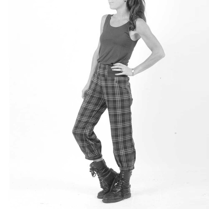 Womens pants with stretchy belt, pleated hem - CUSTOM HANDMADE