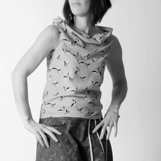 Custom Sleeveless wide cowl top