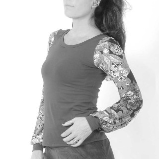 Top manches longues bouffantes et décolleté dos personnalisé