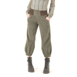 Pantalon Femme Velours Côtelé Vert Olive, Made in France