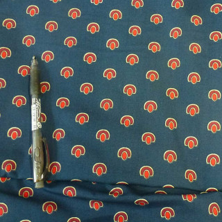 C14 navy cotton poplin fabric with red pattern | MALAM
