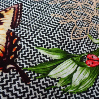 C103 viscose fabric with flowers and butterflies | MALAM