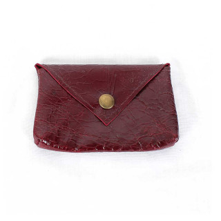 Porte-carte ou porte-monnaie en cuir bordeaux vernis
