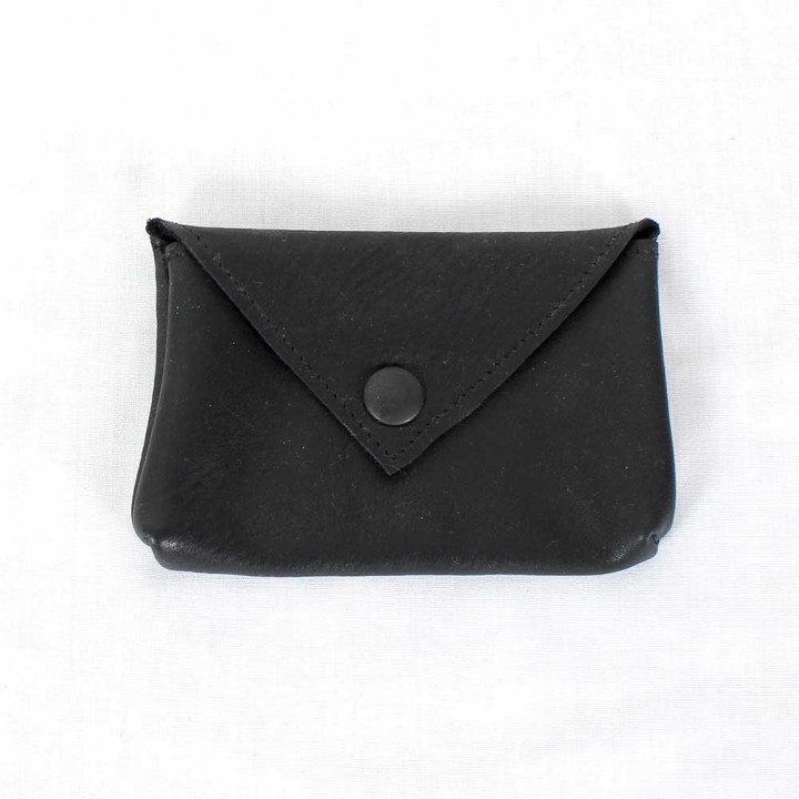 Black matte leather small pouch for cards or coins