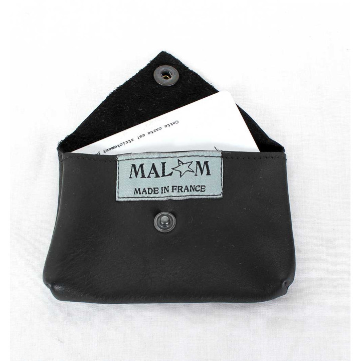 Black matte leather small pouch for cards or coins