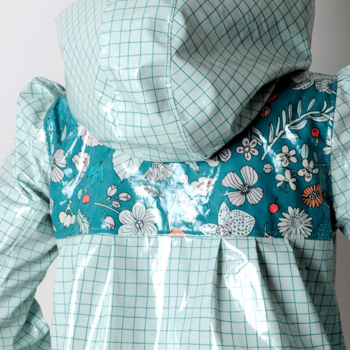 Green hooded bubble raincoat, made to measure | MALAM