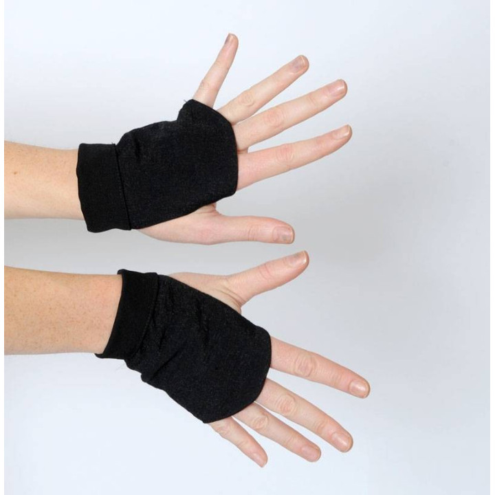 Metallic black fingerless gauntlets