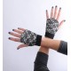 Black lace and white cotton fingerless gauntlets