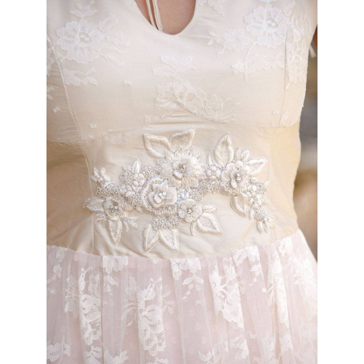 Wedding ivory dress handmade from silk and lace