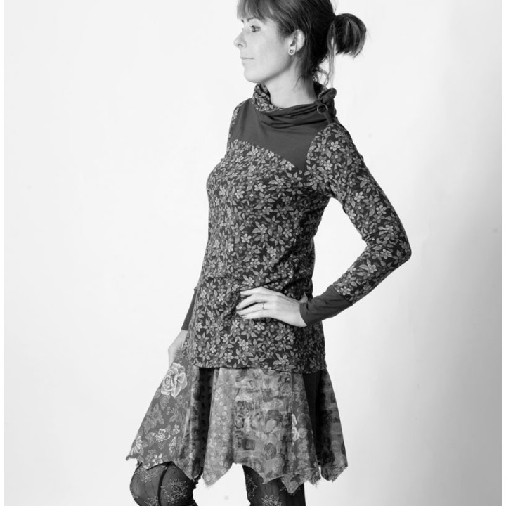 Top femme manches longues et col roulé large - PERSONNALISABLE