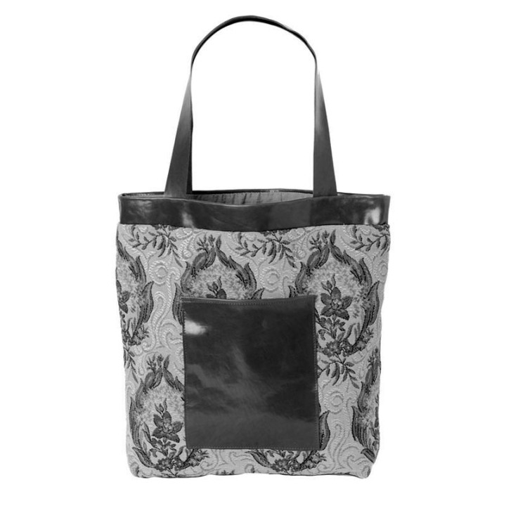 Sac cabas tissu et cuir - PERSONNALISABLE
