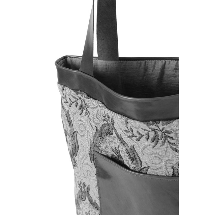 Sac cabas tissu et cuir - PERSONNALISABLE