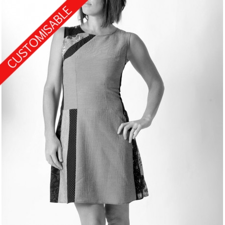 Short sleeveless dress, with or without patchwork yokes - CUSTOM HANDMADE